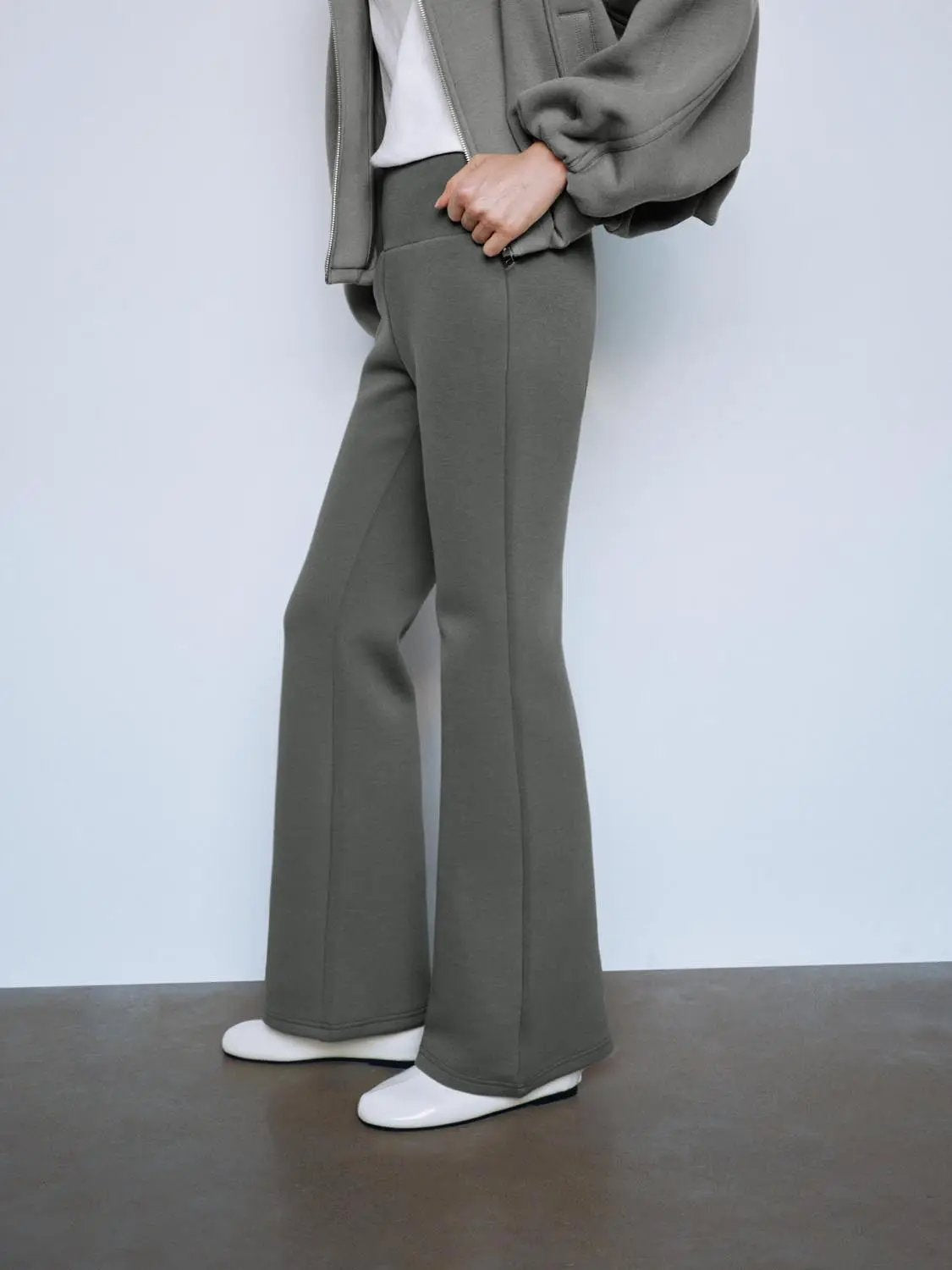 Black High Waisted Flare Stretch Cotton Blend Pants