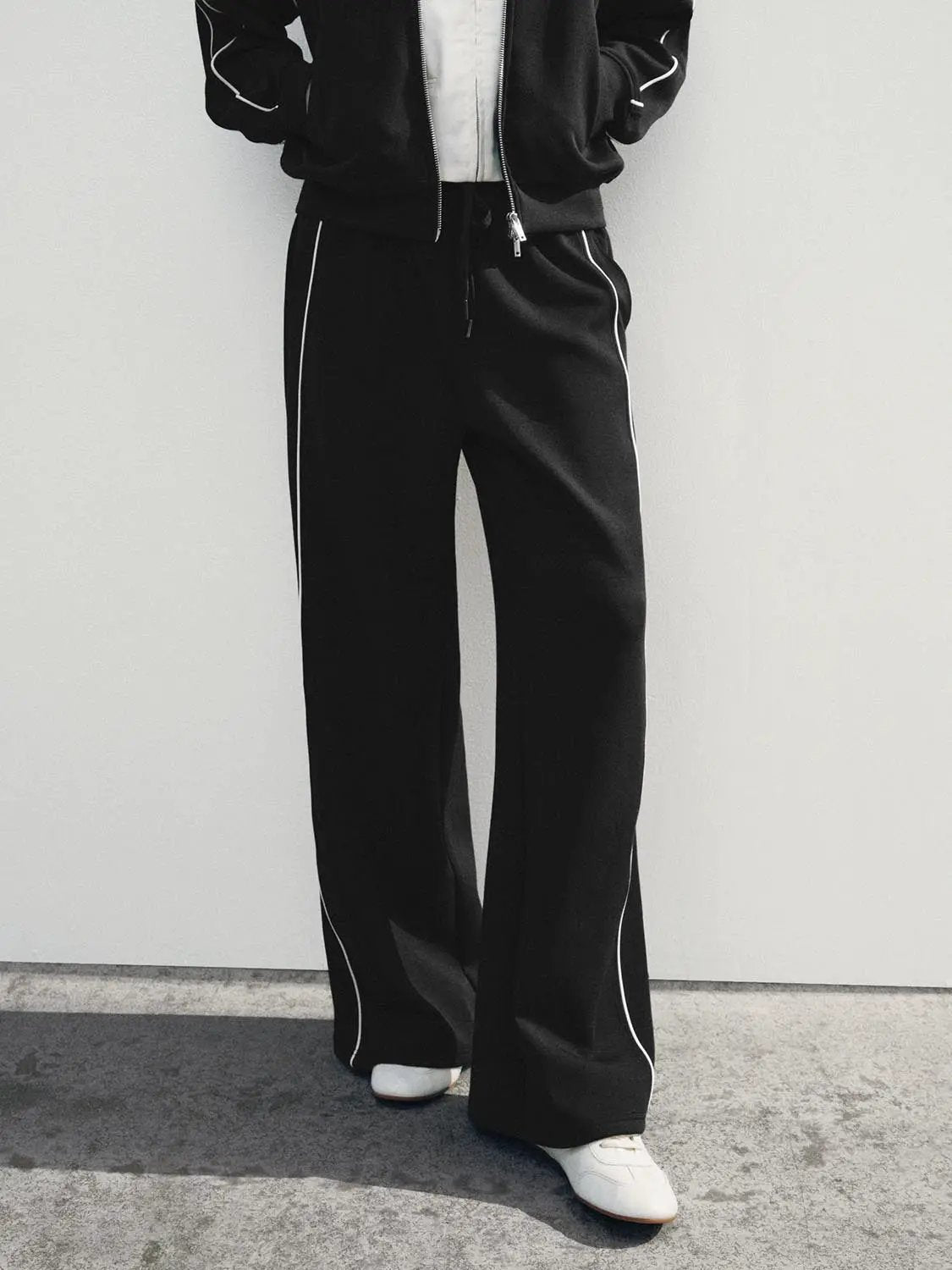 Wide Leg Tailored Drawstring Waist Pants