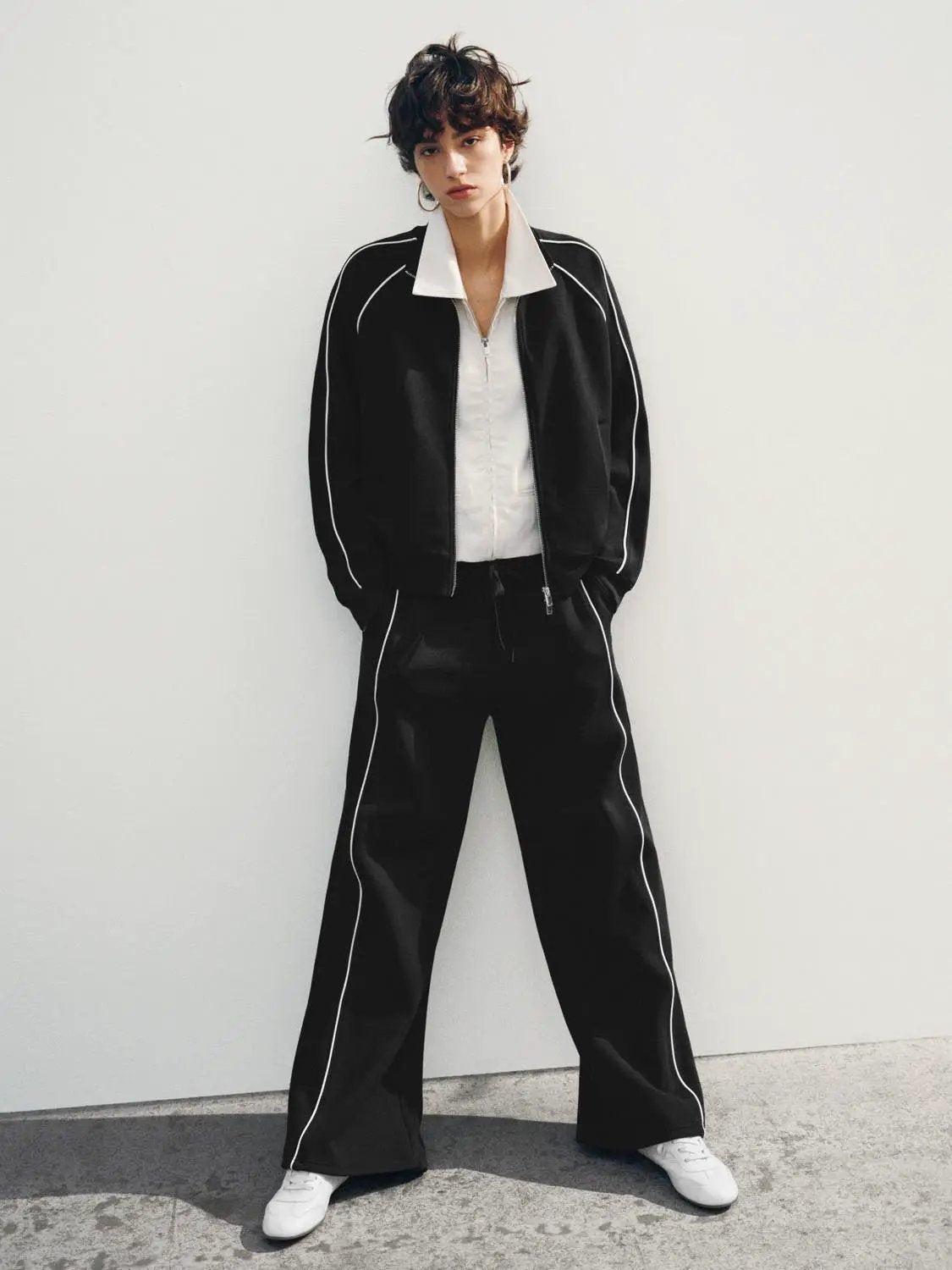 Wide Leg Tailored Drawstring Waist Pants