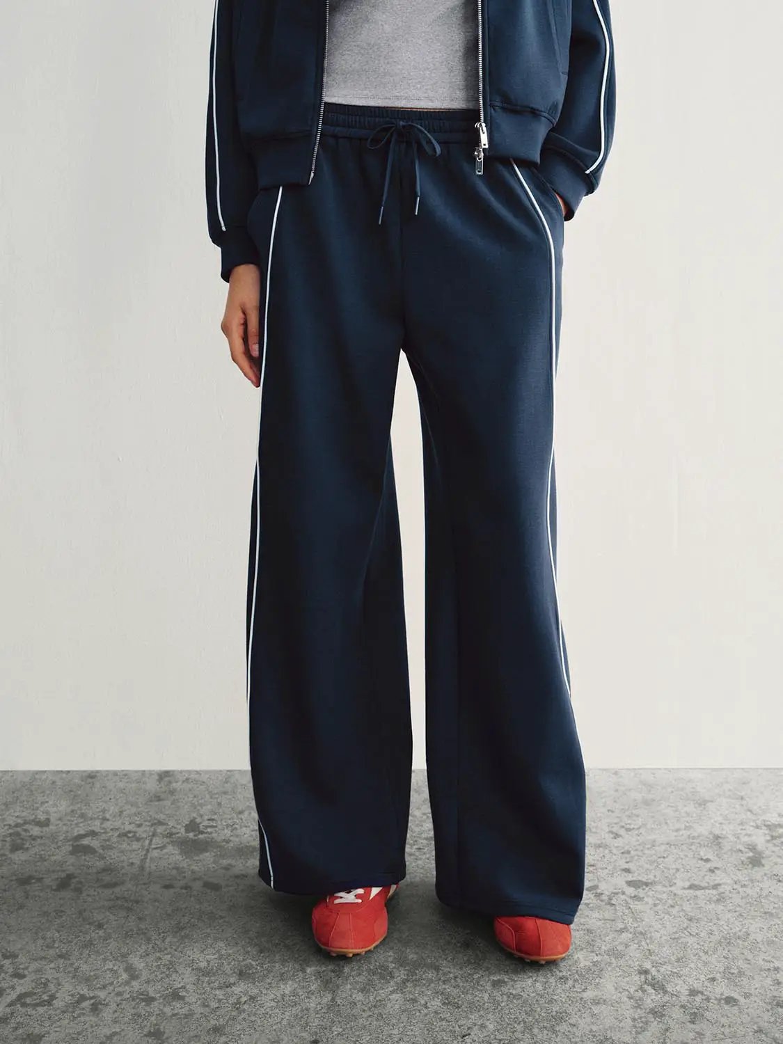 Wide Leg Tailored Drawstring Waist Pants