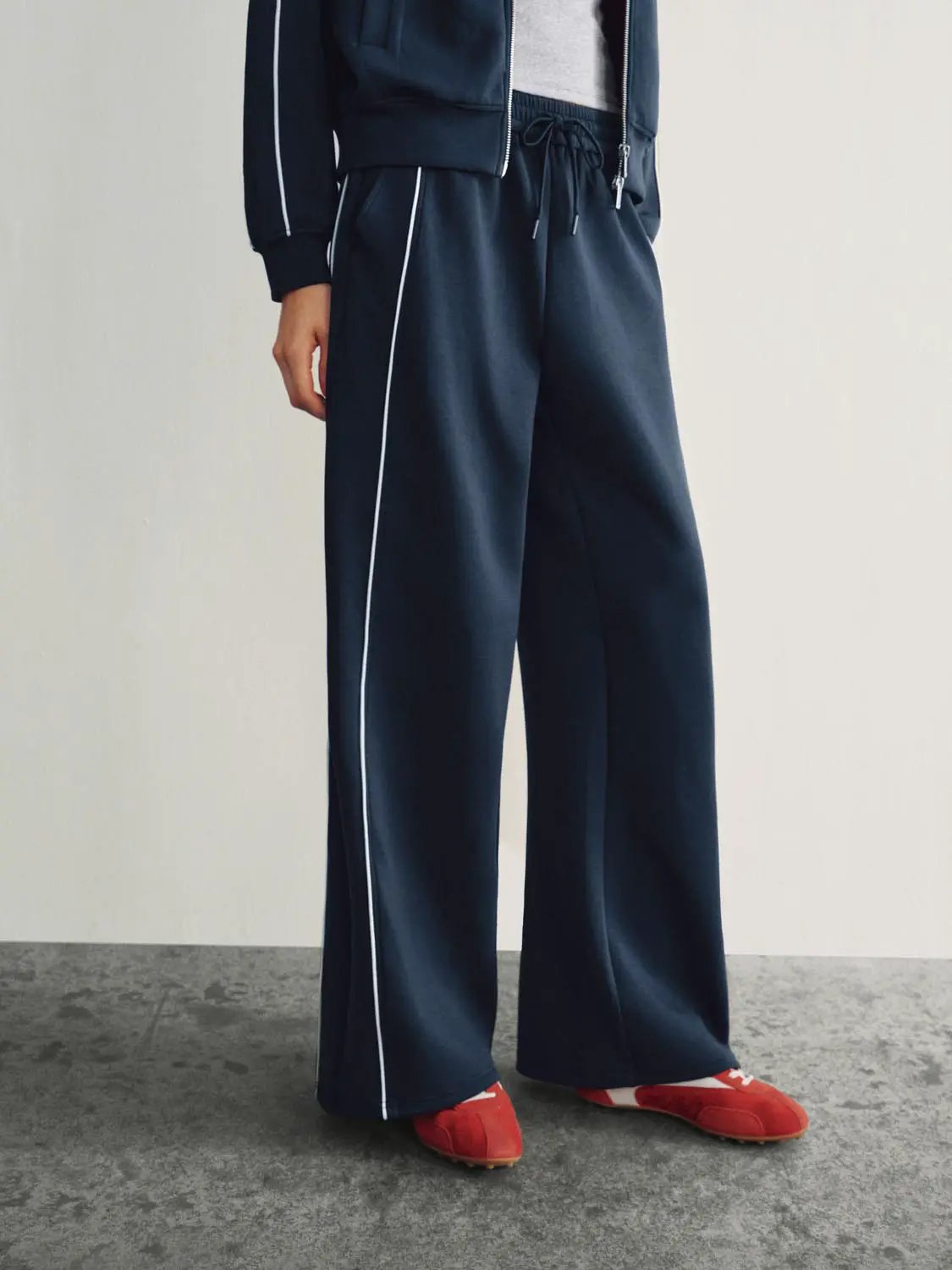 Wide Leg Tailored Drawstring Waist Pants