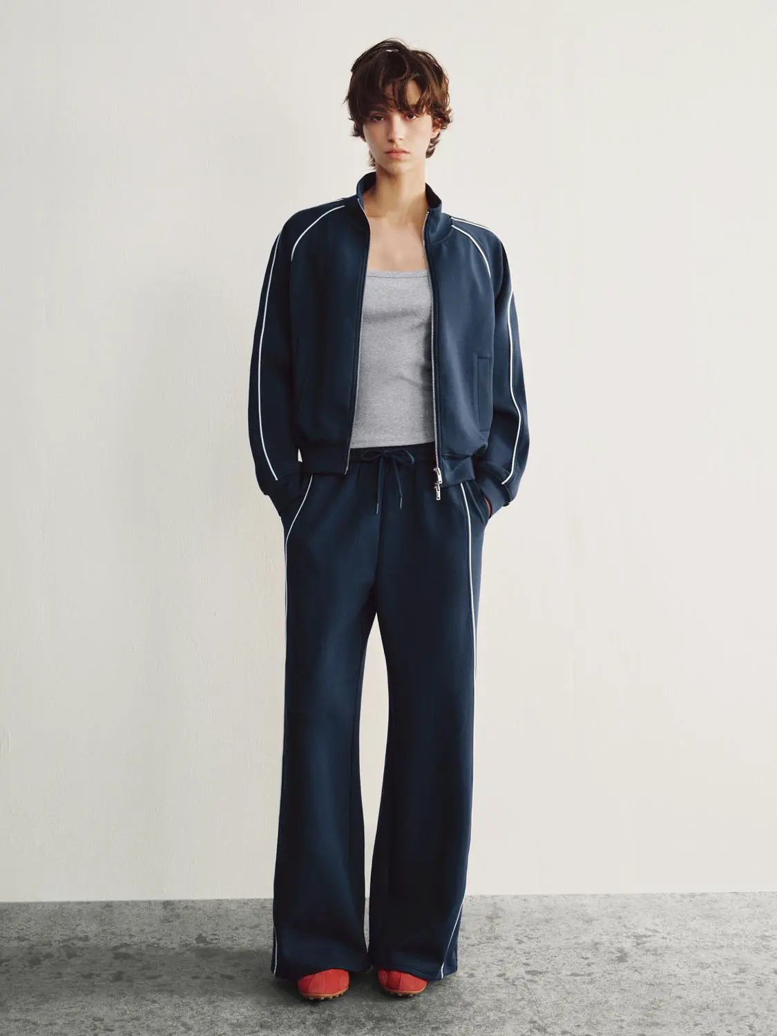 Wide Leg Tailored Drawstring Waist Pants