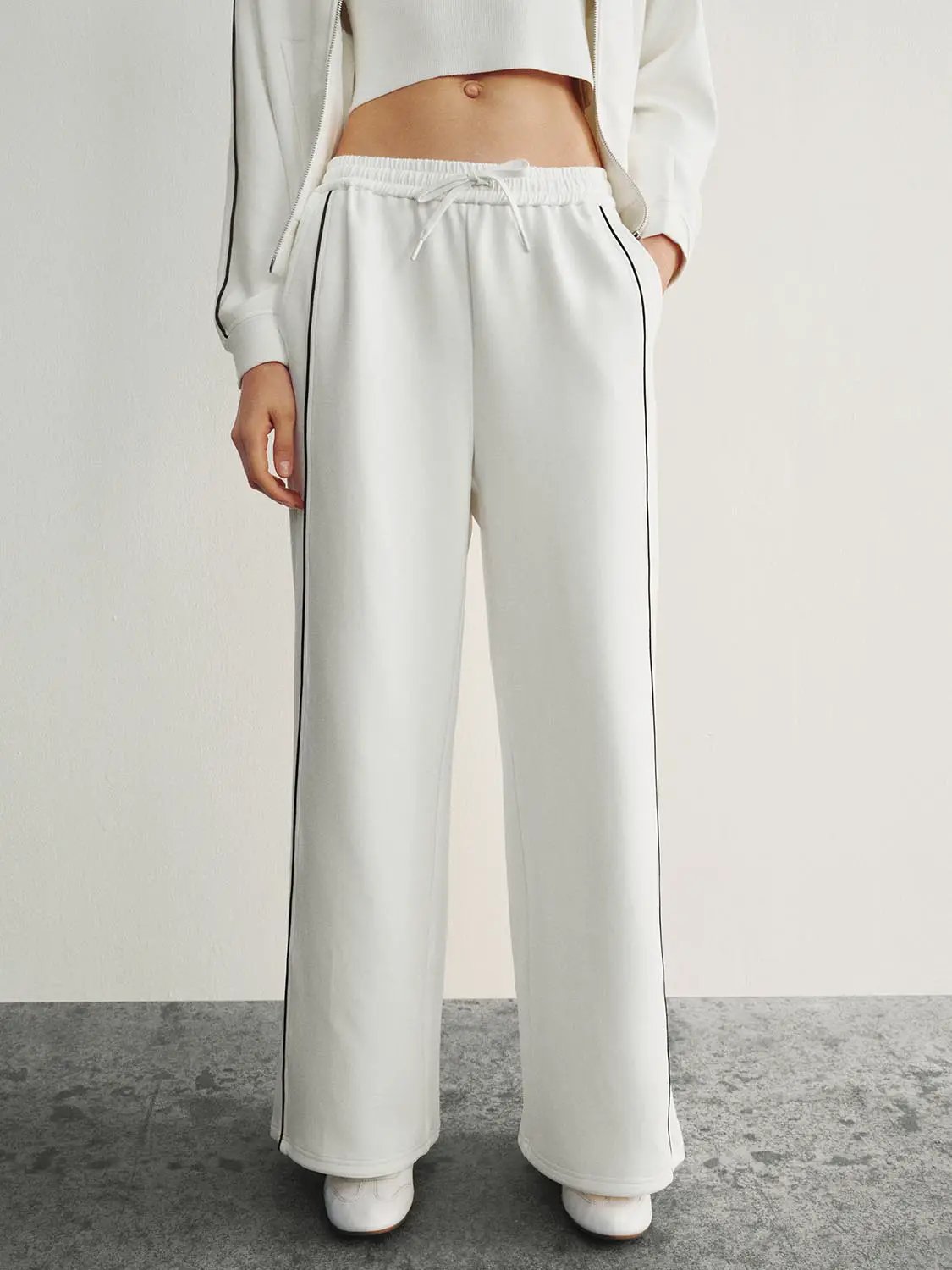 Wide Leg Tailored Drawstring Waist Pants