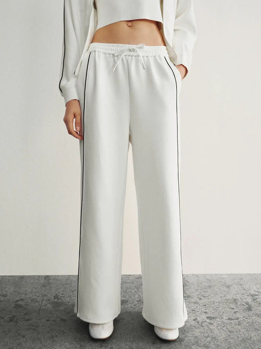Wide Leg Tailored Drawstring Waist Pants