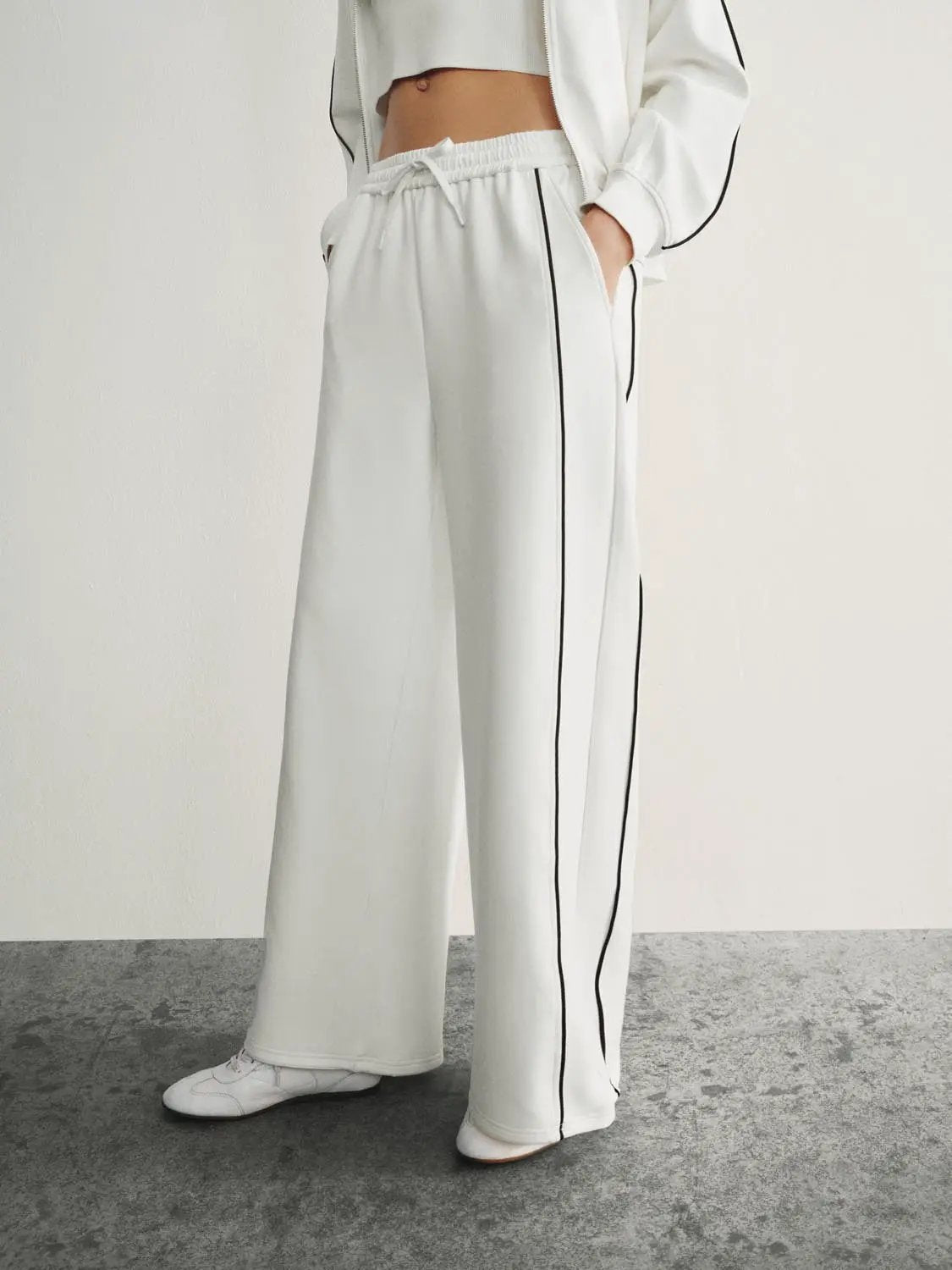 Wide Leg Tailored Drawstring Waist Pants