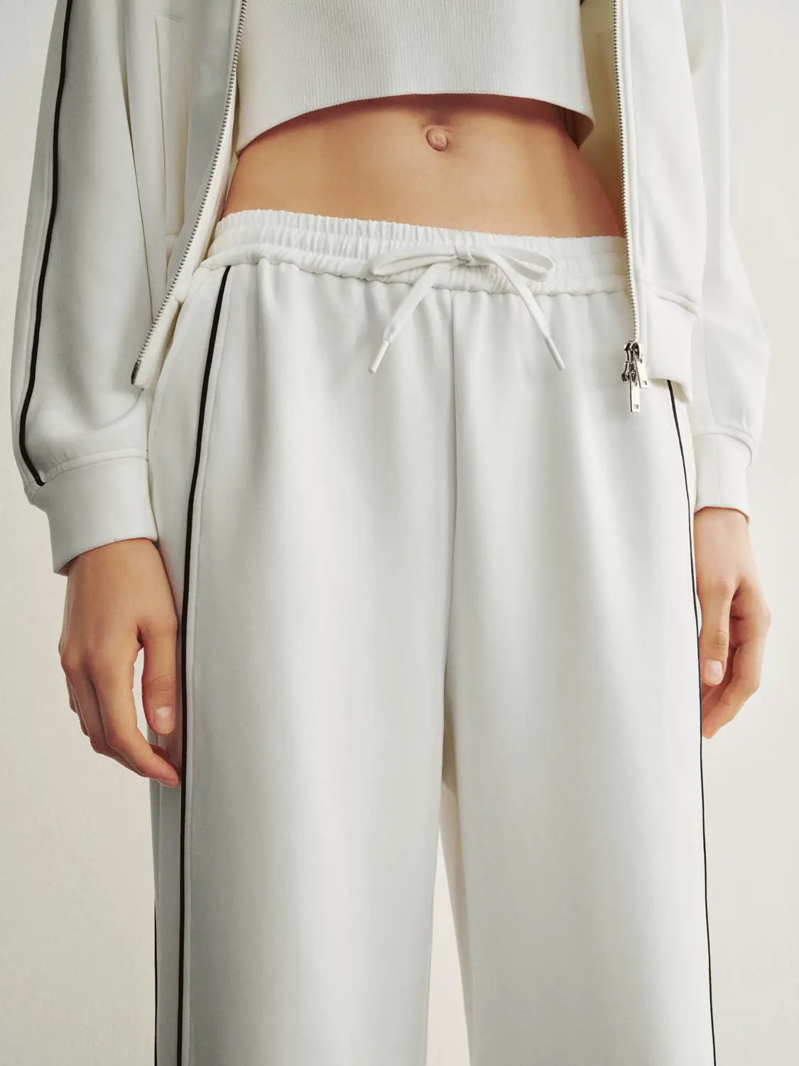 Wide Leg Tailored Drawstring Waist Pants