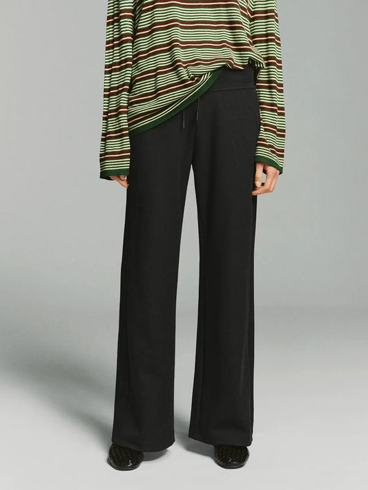 Flare Ribbed Knit Wide-leg Stretch Pants