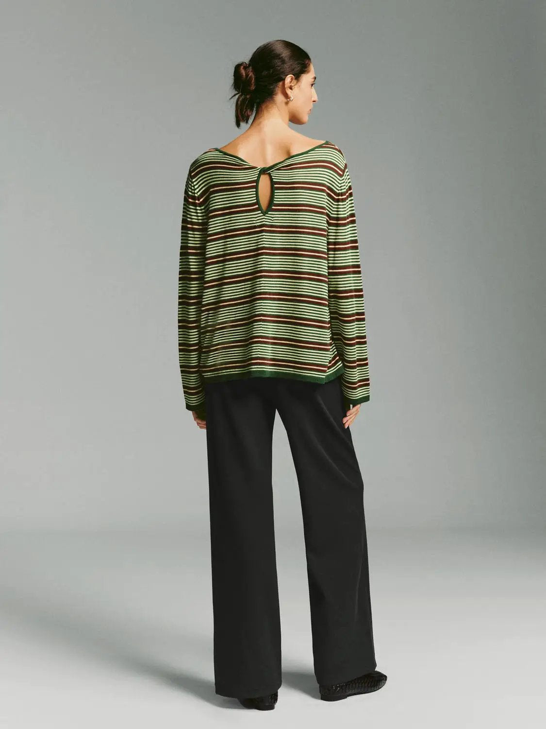 Flare Ribbed Knit Wide-leg Stretch Pants