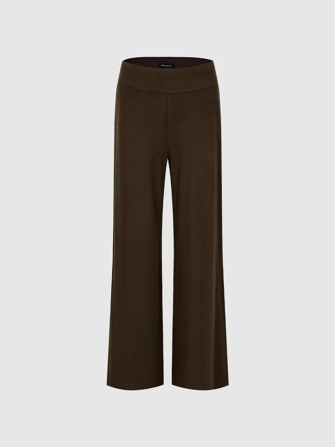 Solid Stretch Mid-rise Wide-leg Pants