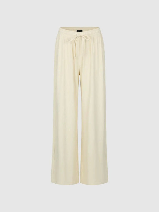 Thick Stretch Relaxed Wide-leg Elastic Waist Pants