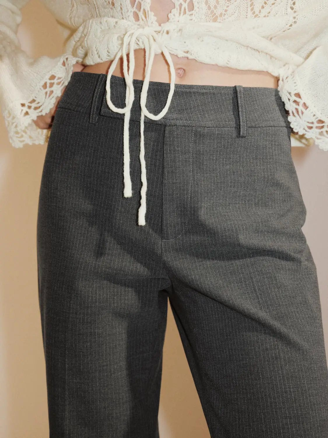 Striped Mid-rise Tailored Flared Pants