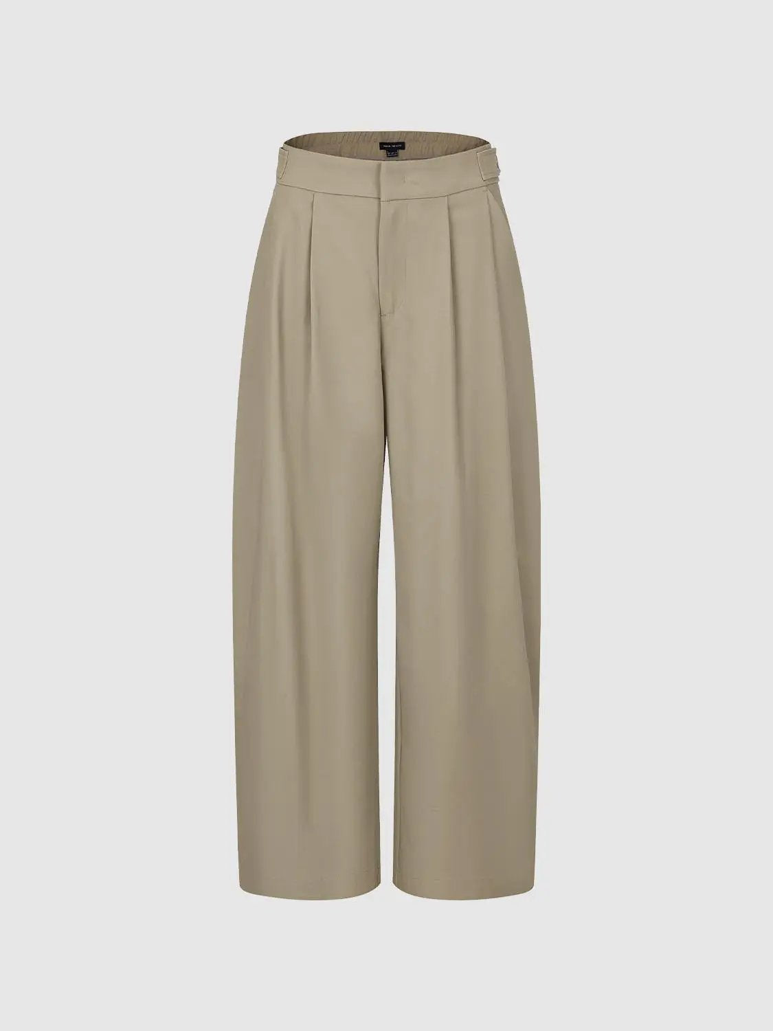 Double Pleated Mid-rise Cotton Barrel-leg Pants