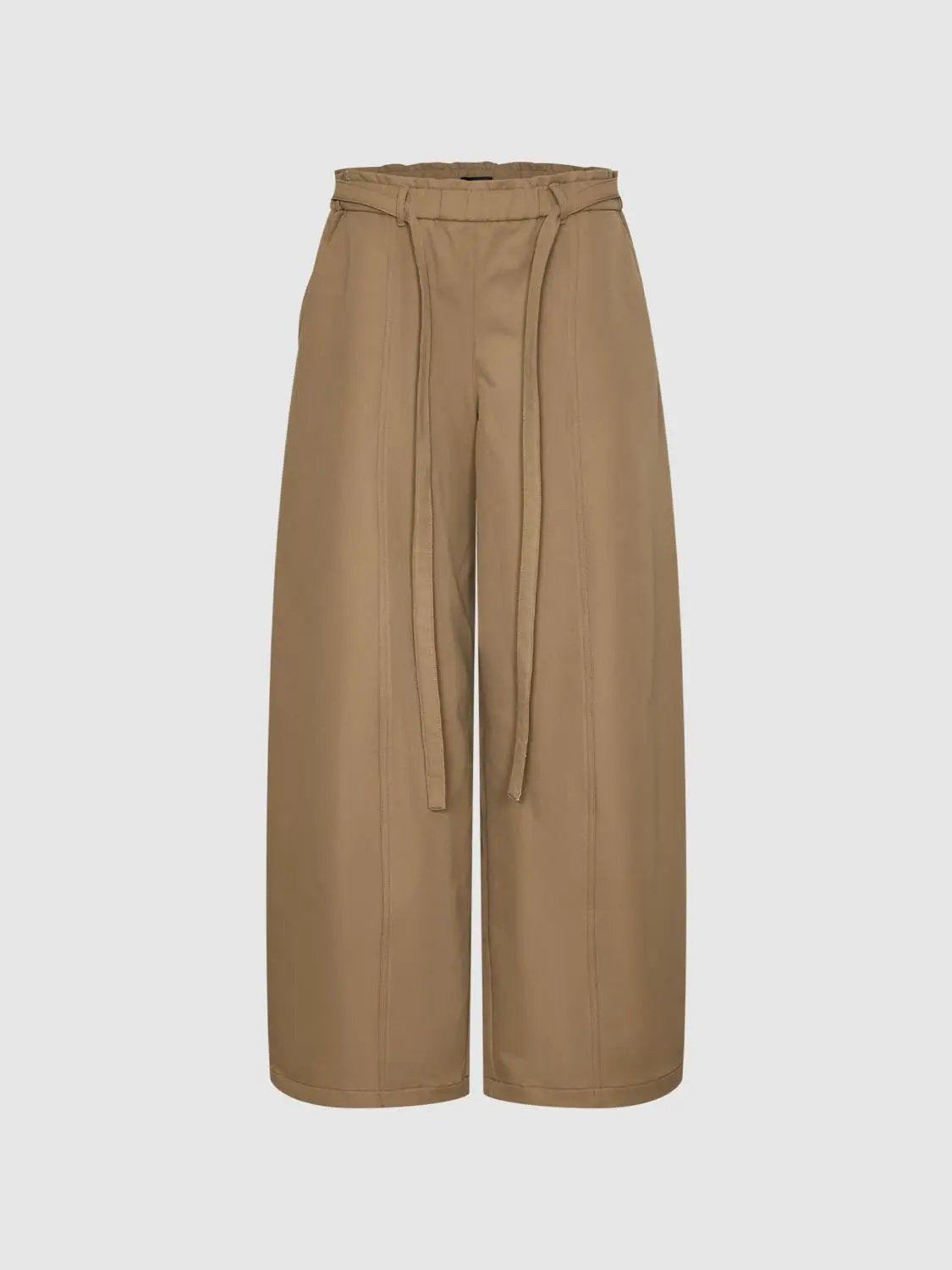 Tie Waist Straight Hem Wide-leg Pants