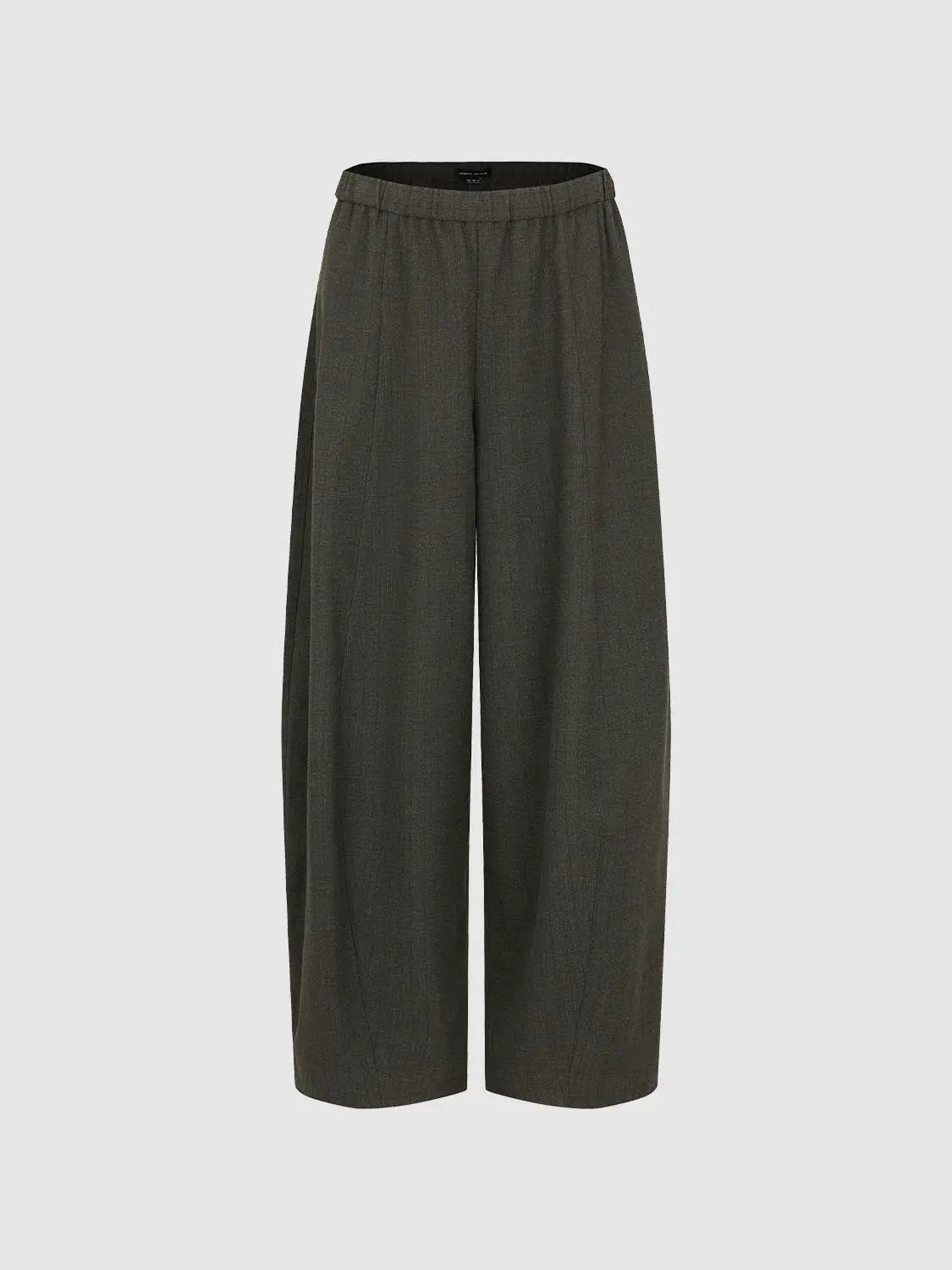 Solid Elastic Waist Barrel Leg Pants