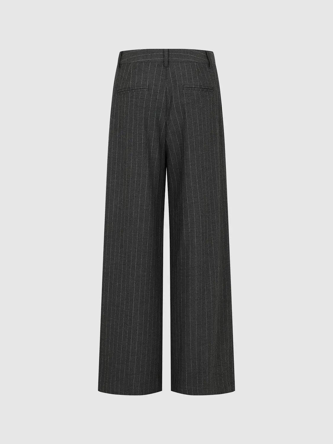 Charcoal Striped Tailored Mid-rise Wide-leg Pants