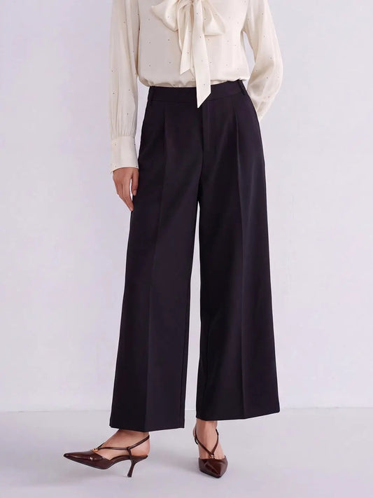 Tailored High-waisted Pleated Wide-leg Pants
