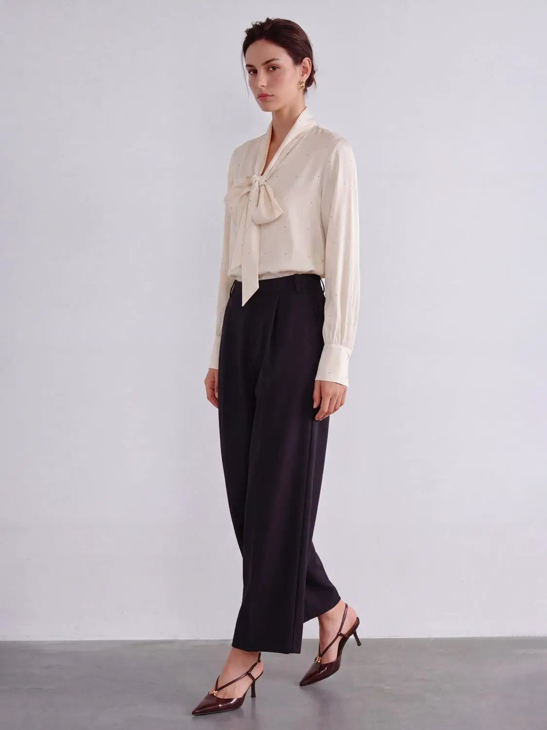Tailored High-waisted Pleated Wide-leg Pants
