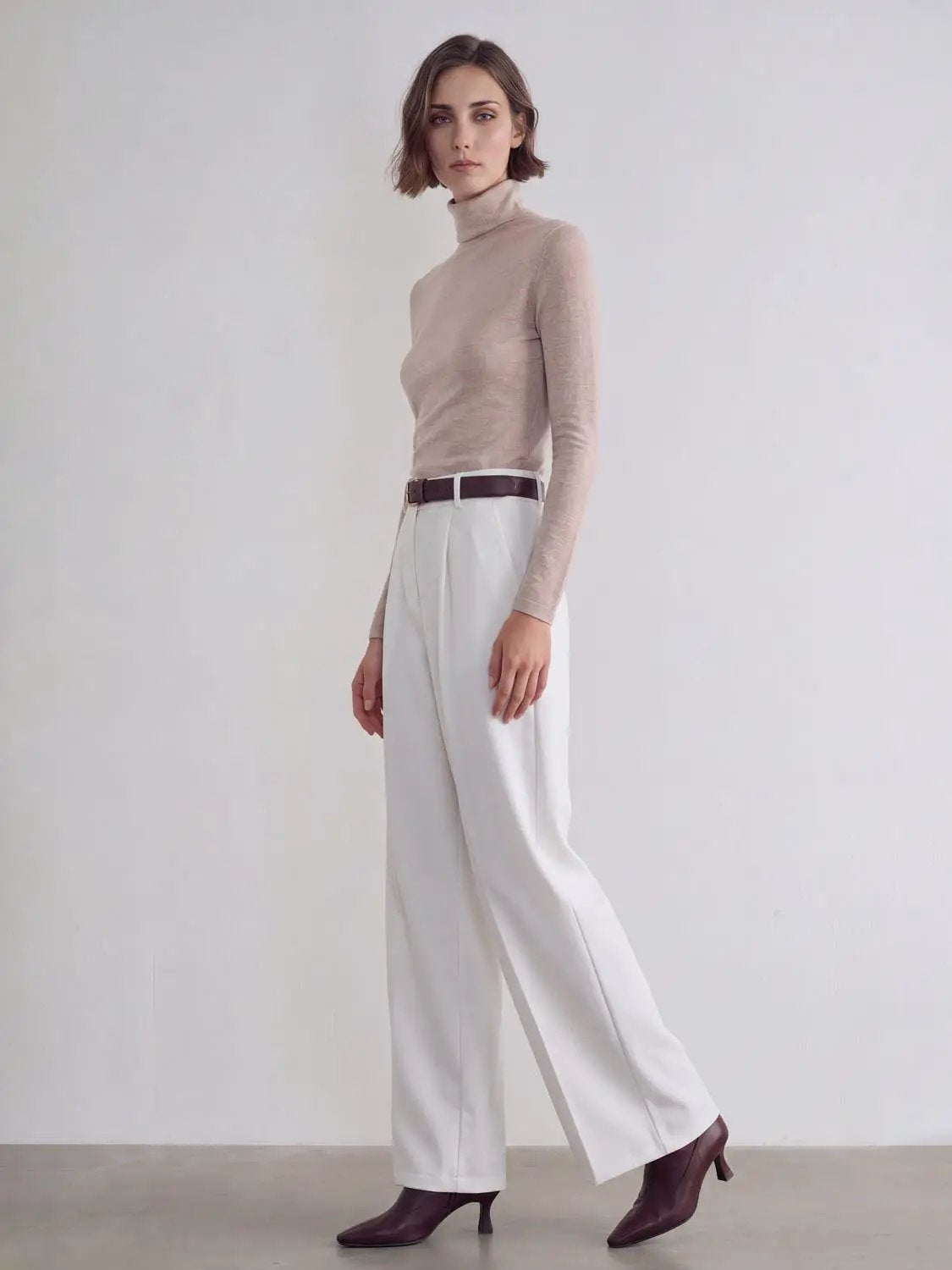 Tailored High-waisted Pleated Wide-leg Pants