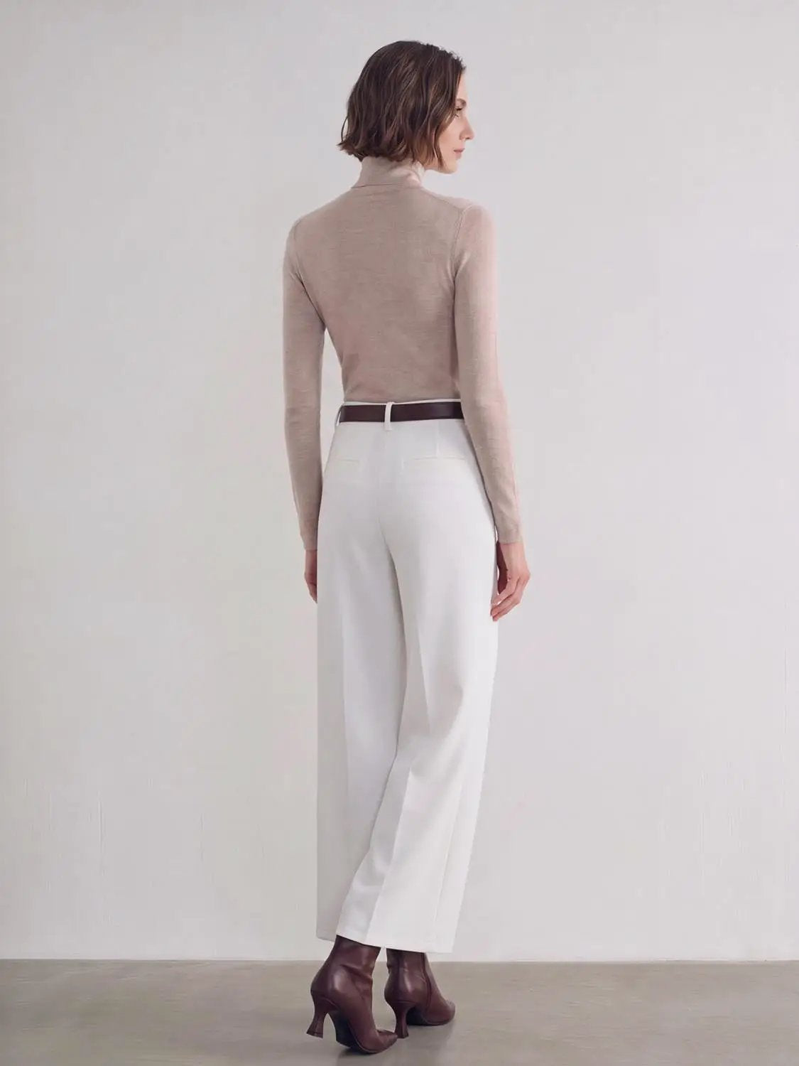 Tailored High-waisted Pleated Wide-leg Pants