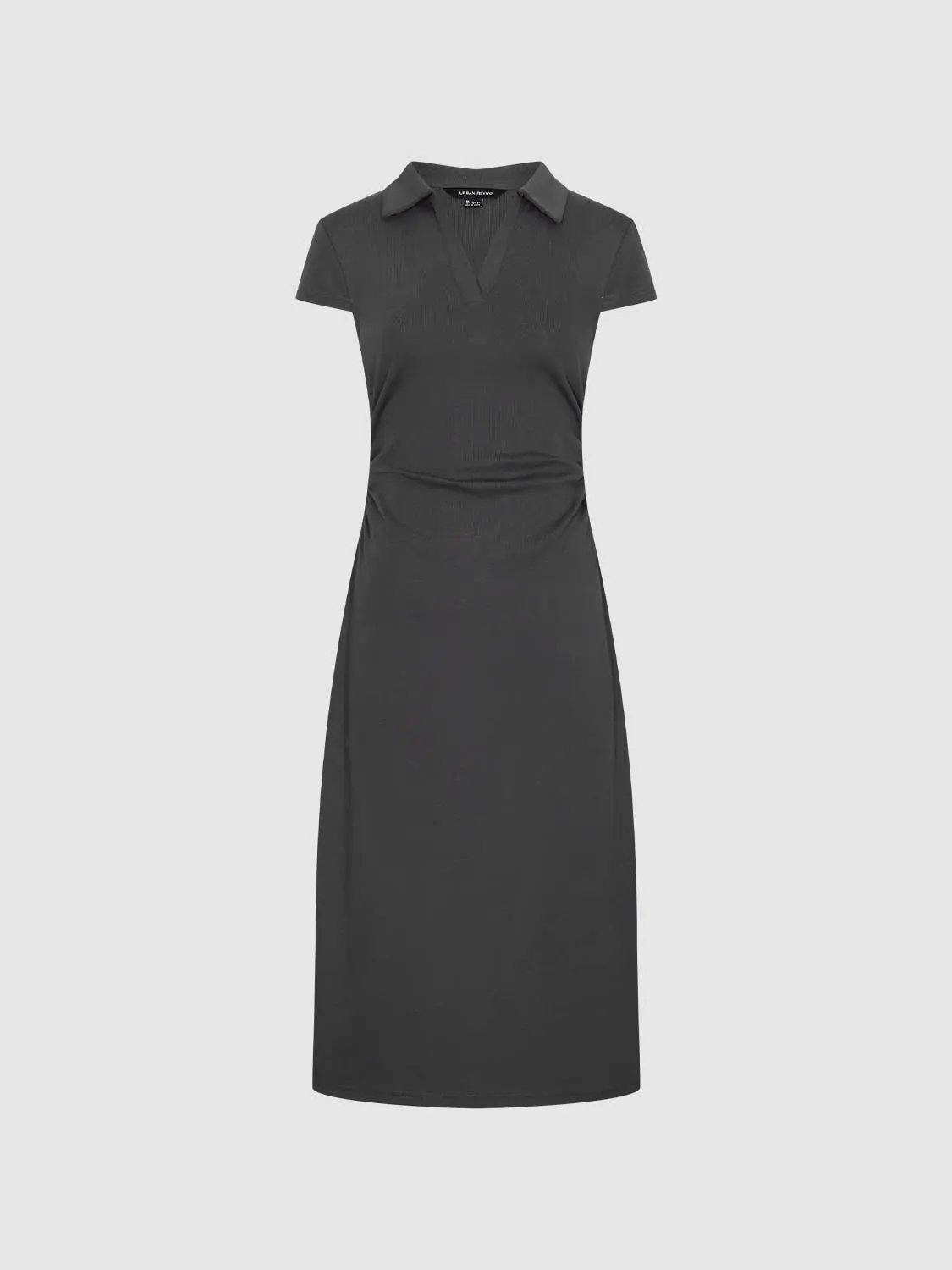 Polyester Blend Ruched A-Line Cotton Maxi Dress