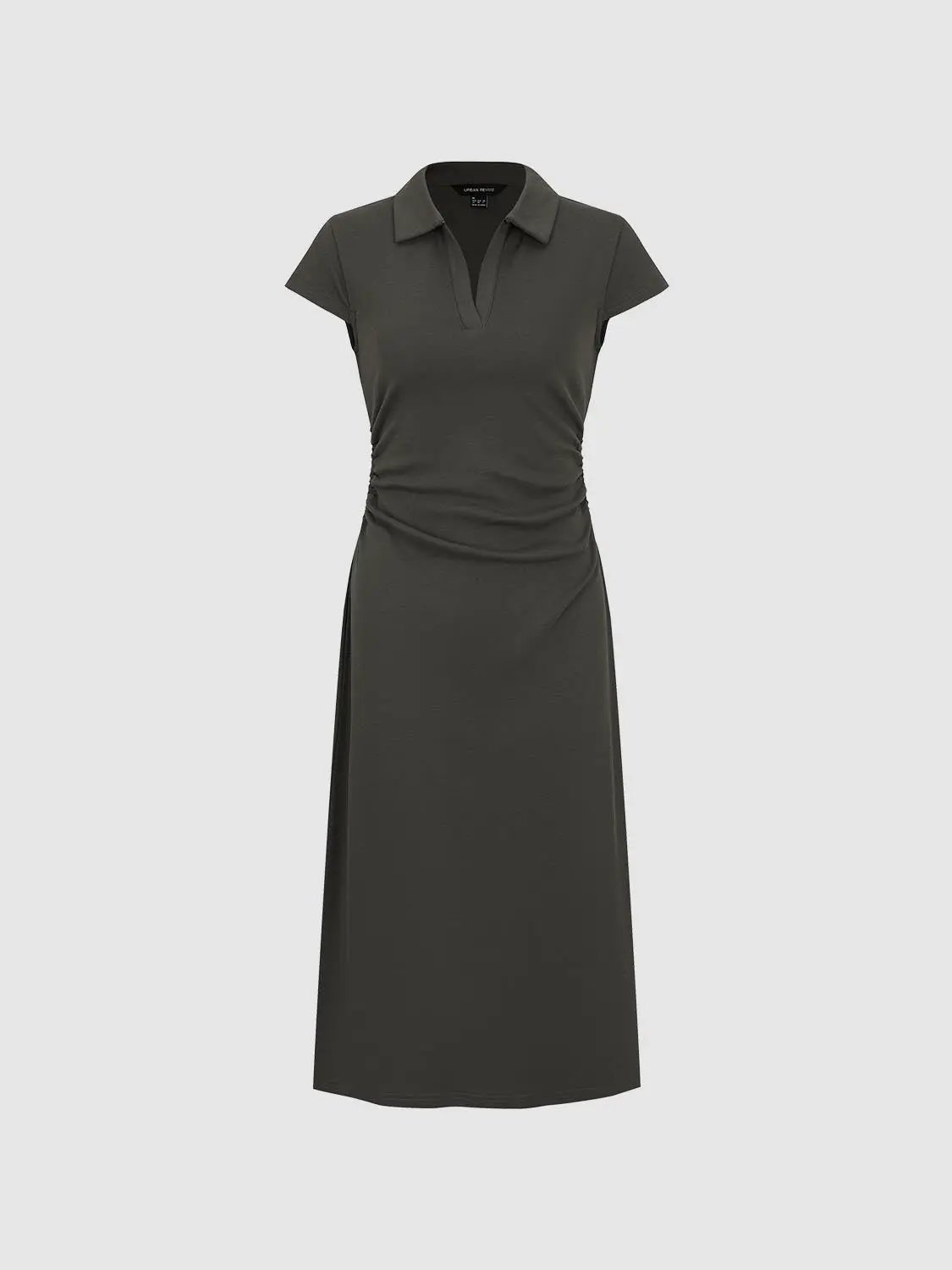 Polyester Blend Ruched A-Line Cotton Maxi Dress