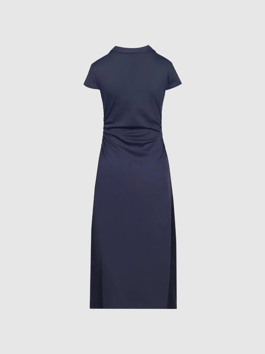 Polyester Blend Ruched A-Line Cotton Maxi Dress