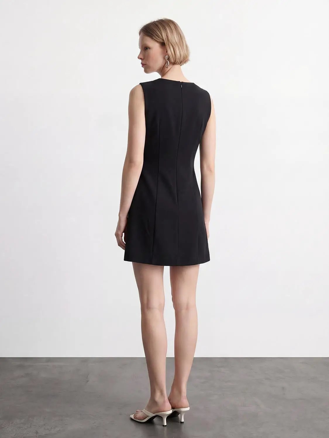 Square Neck Wide Strap Slim Sleeveless Mini Dress