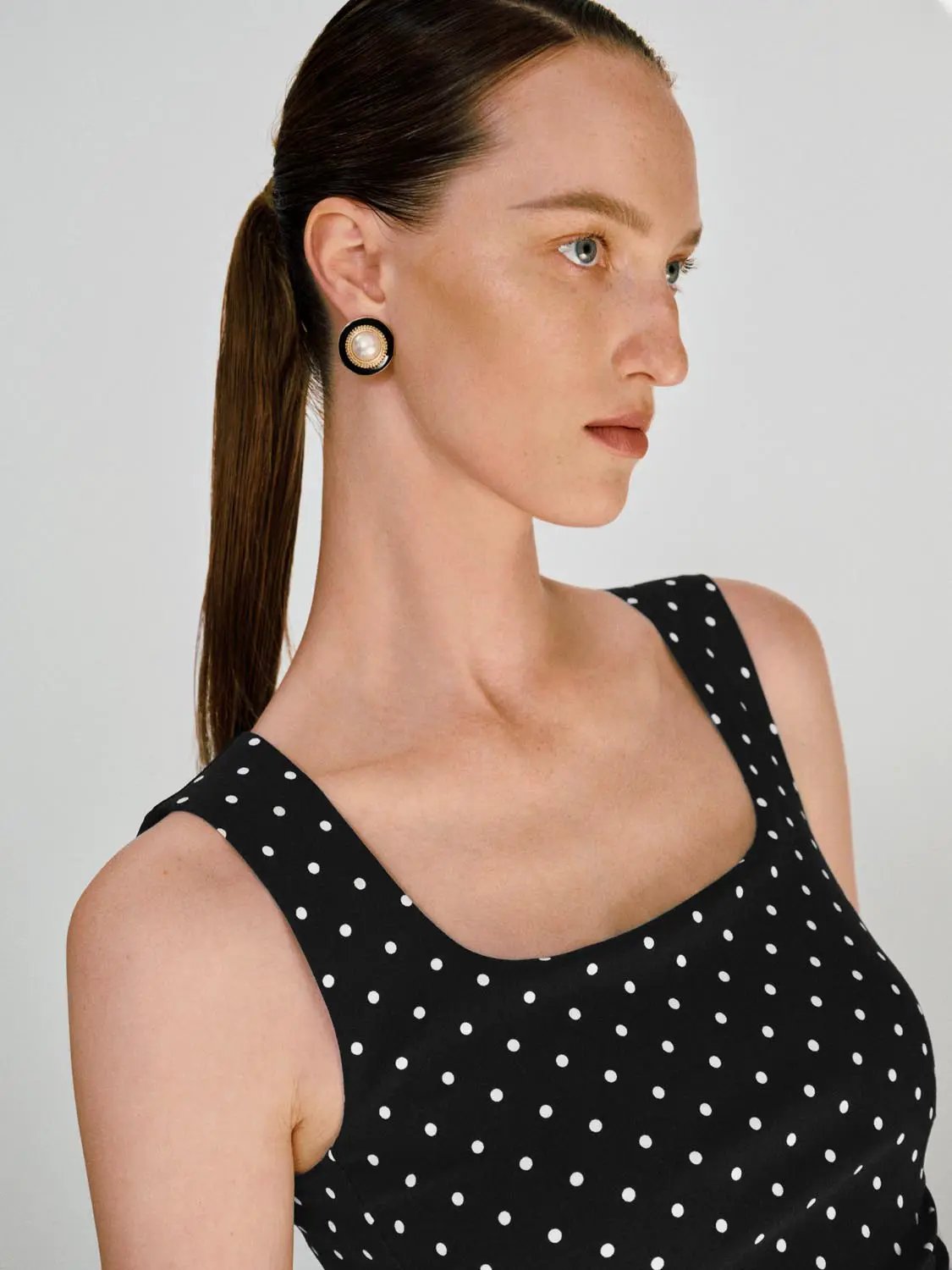 Polka Dot Knit Flattering Fit Sleeveless Dress