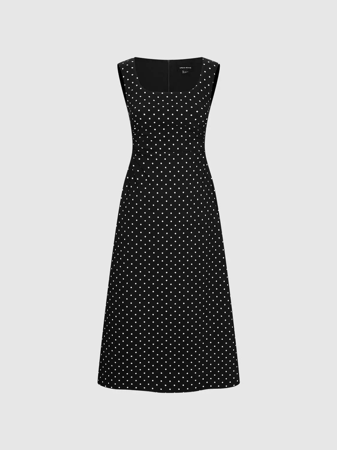 Polka Dot Knit Flattering Fit Sleeveless Dress