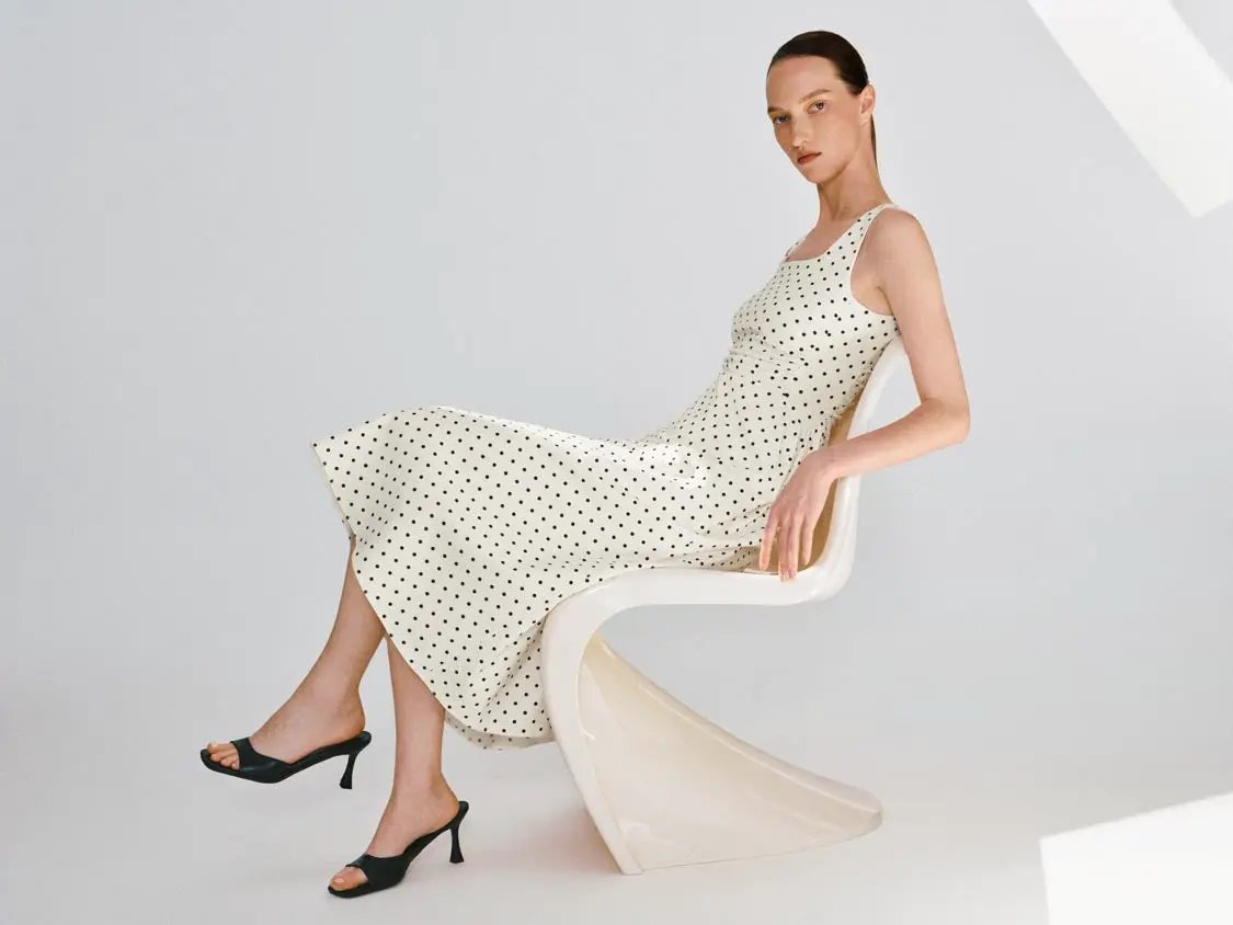 Polka Dot Knit Flattering Fit Sleeveless Dress