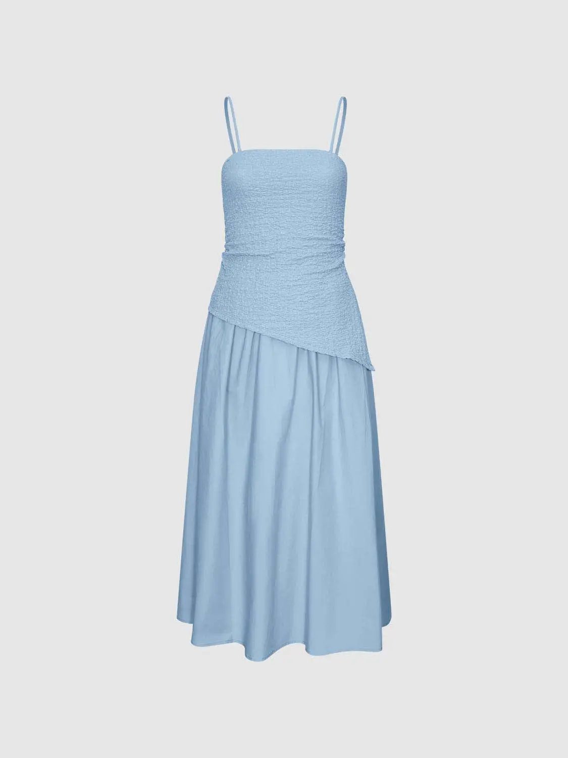 Thin Stretch Fabric Strappy A-Line Midi Dress