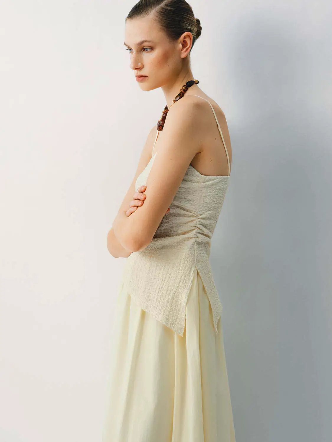 Thin Stretch Fabric Strappy A-Line Midi Dress