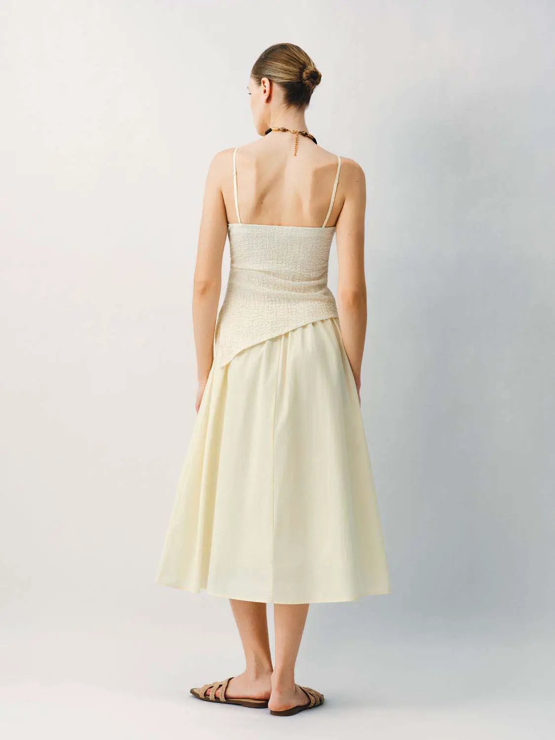 Thin Stretch Fabric Strappy A-Line Midi Dress