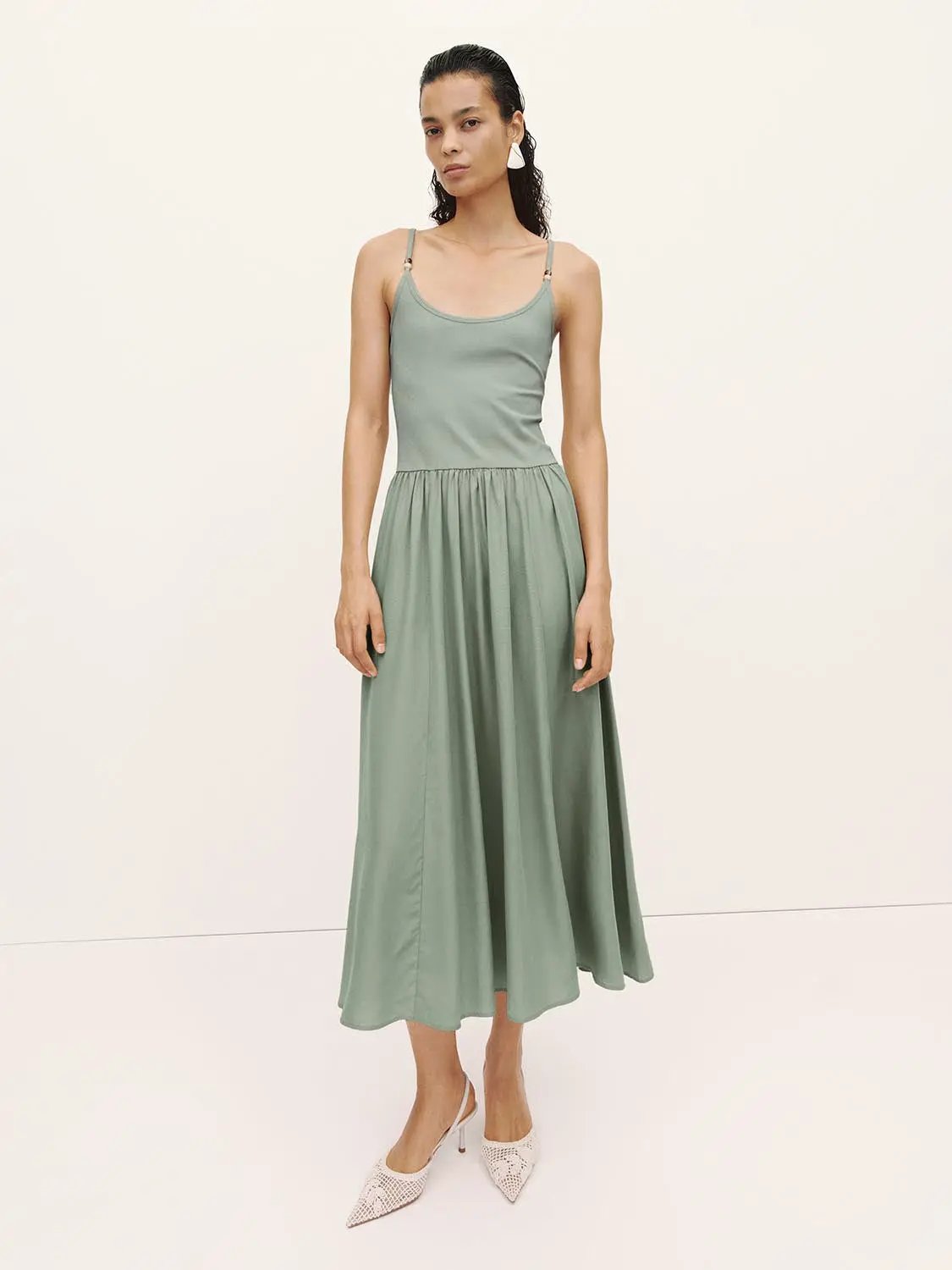 Knit Cotton Blend Asymmetric Dress