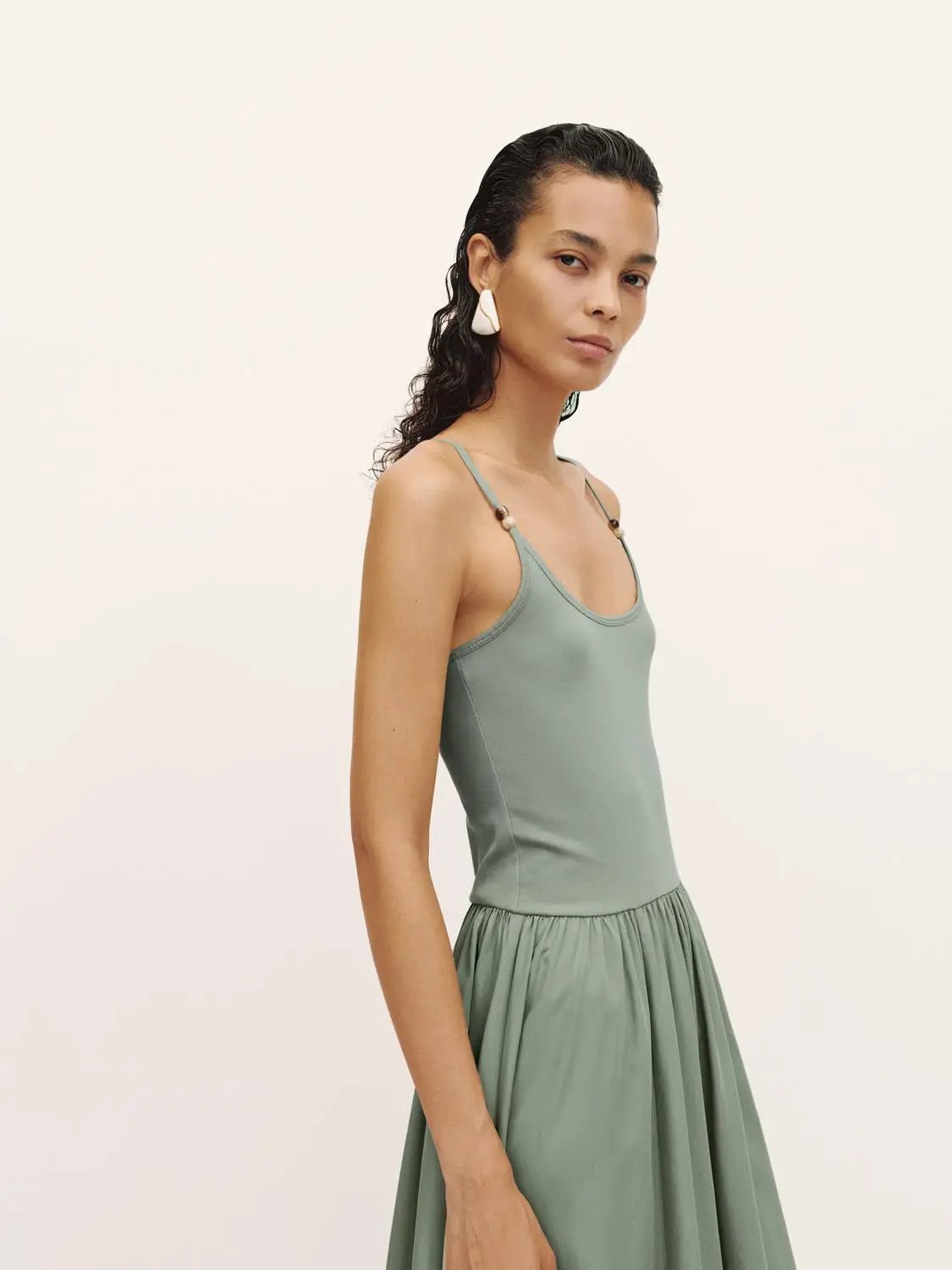 Knit Cotton Blend Asymmetric Dress