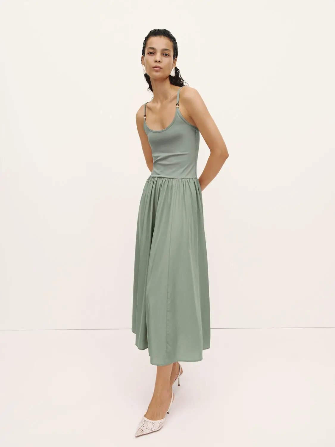 Knit Cotton Blend Asymmetric Dress
