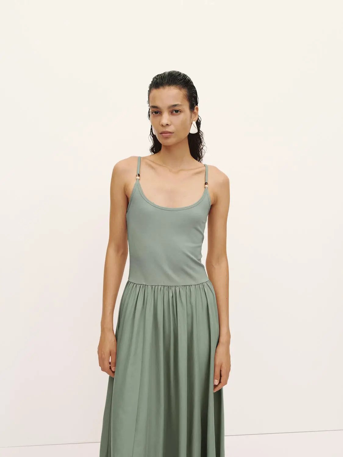 Knit Cotton Blend Asymmetric Dress