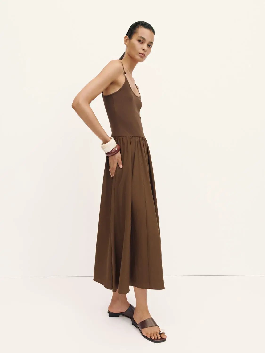 Knit Cotton Blend Asymmetric Dress