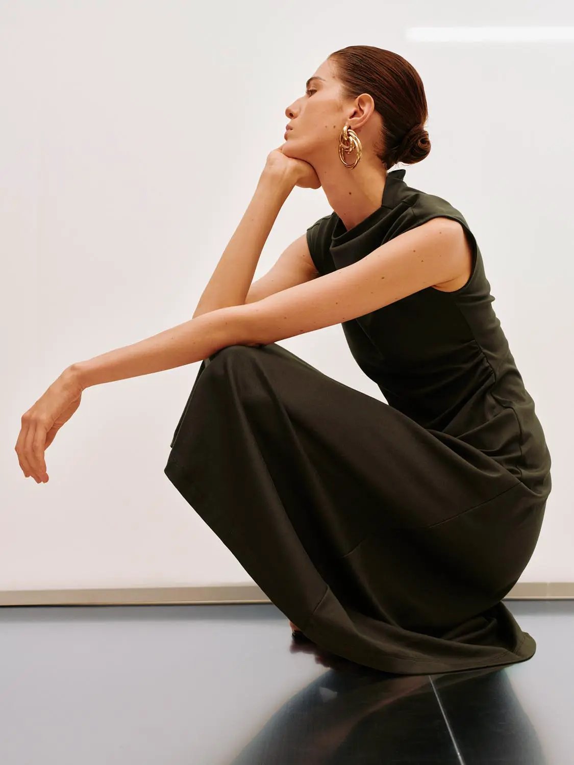 Cotton Ruched Sleeveless Dress