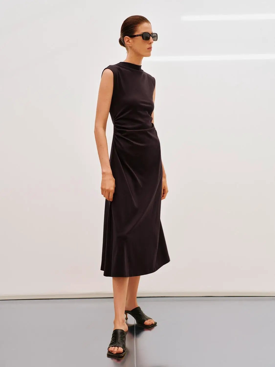 Cotton Ruched Sleeveless Dress