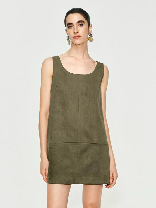 Panelled Straight Hem A-Line Sleeveless Mini Dress