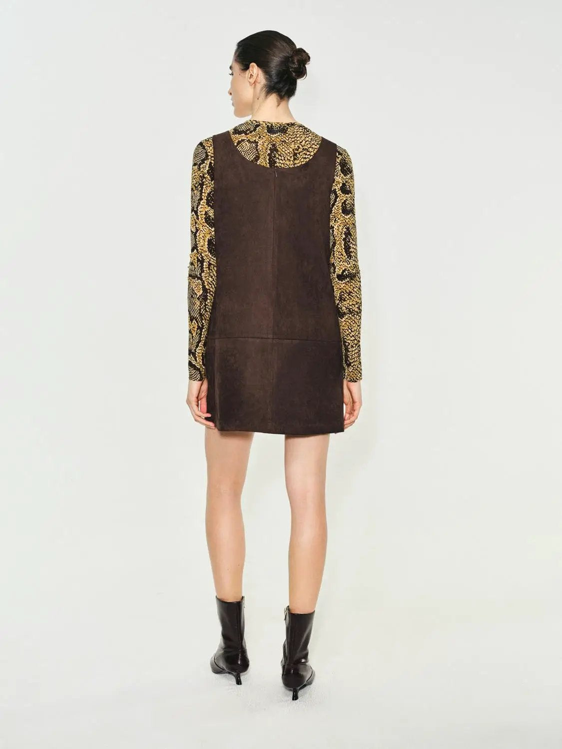 Panelled Straight Hem A-Line Sleeveless Mini Dress