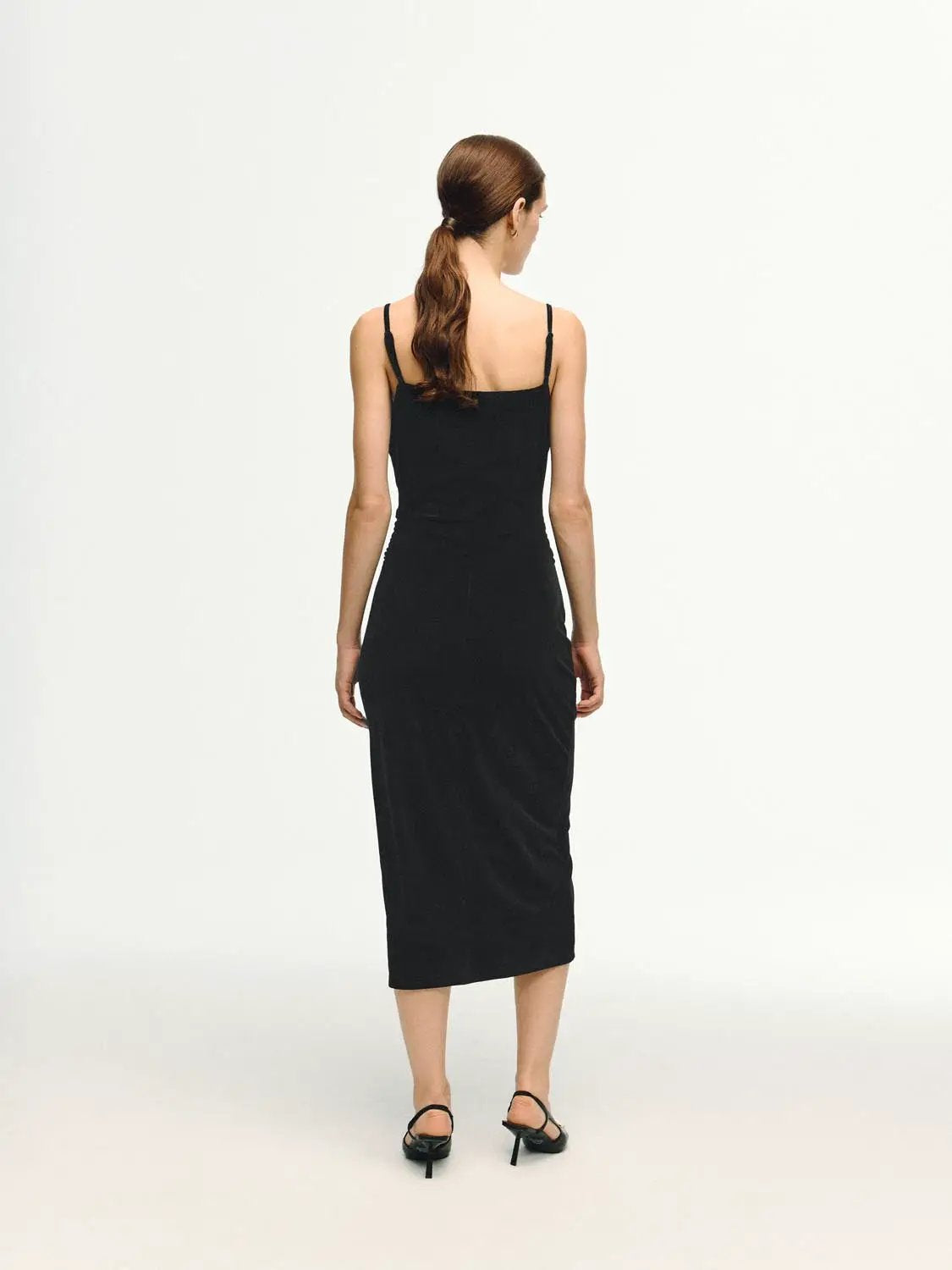 Sleek Spaghetti-Strap Midi Slit Dress