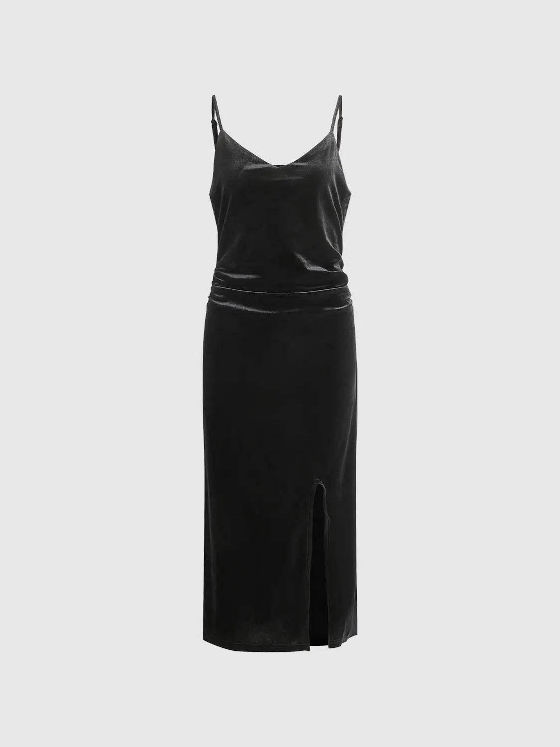 Sleek Spaghetti-Strap Midi Slit Dress