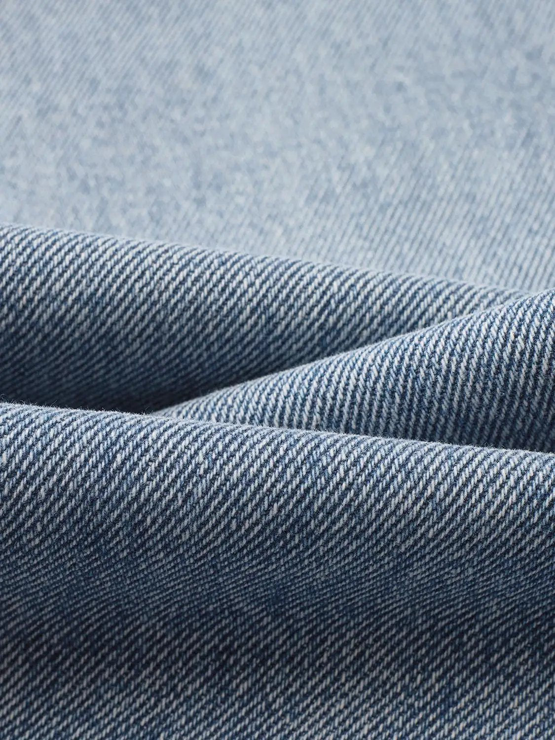 Mid Rise Vintage Wash Classic Straight Leg Cotton Jeans