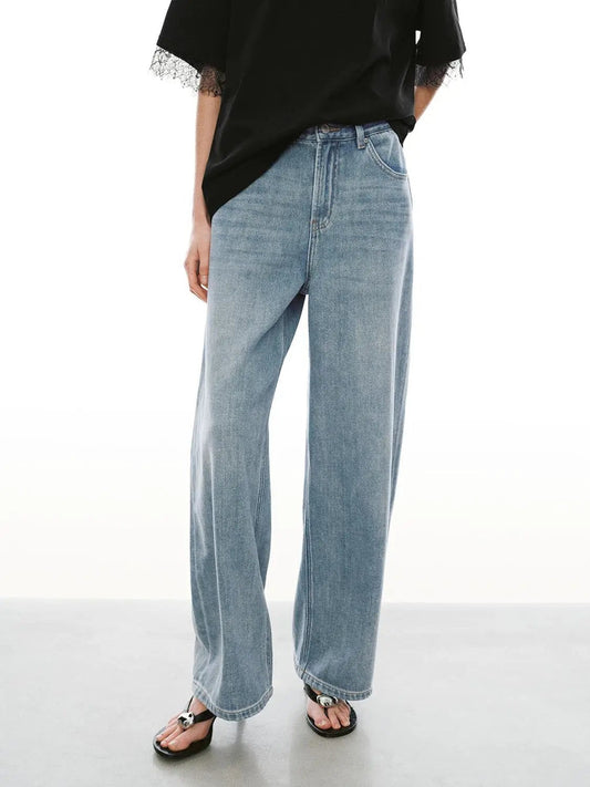 Mid Rise Light Wash Relaxed Barrel Leg Cotton Denim Jeans