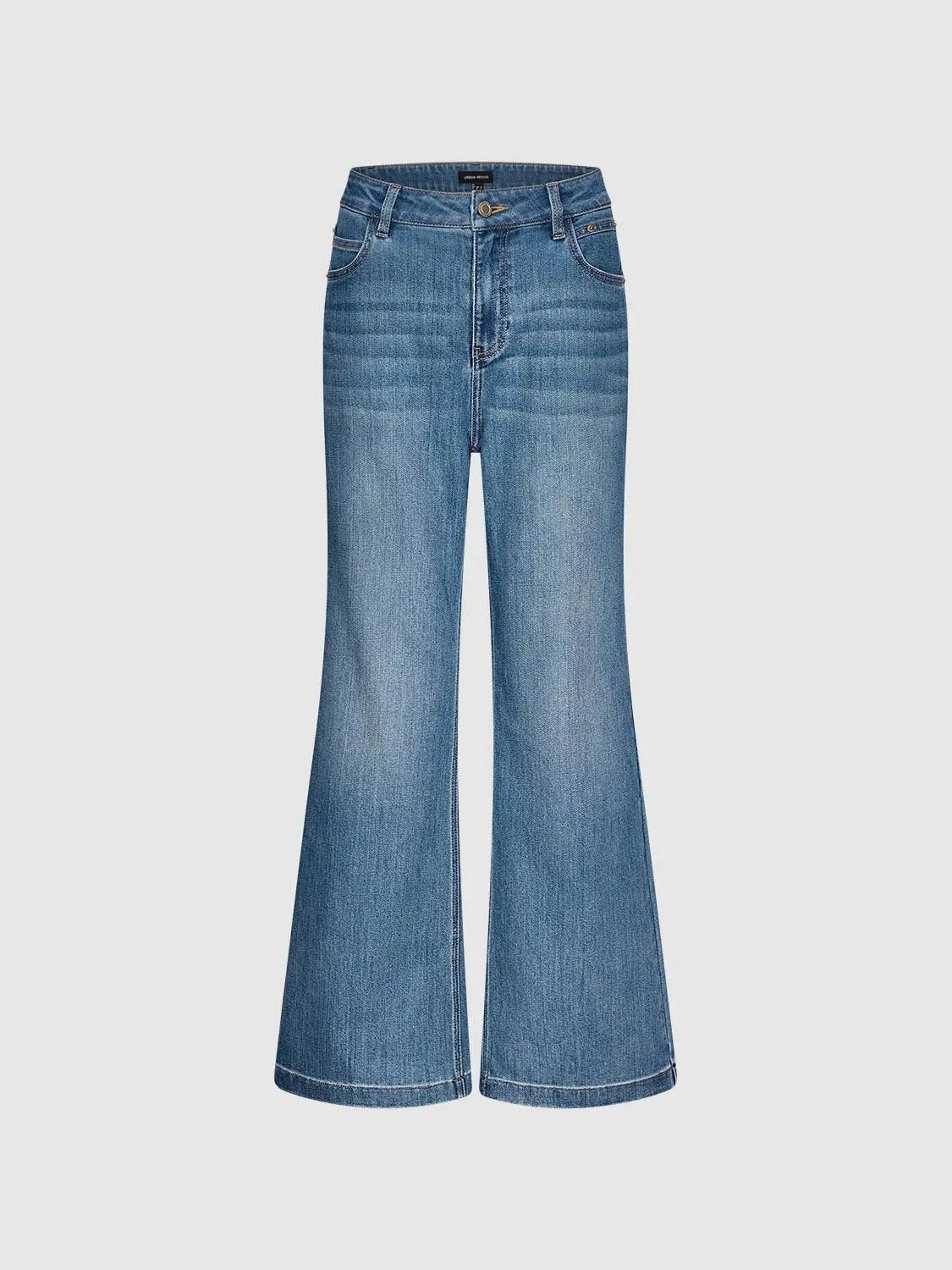 Wide-leg Cotton Blend Jeans With Subtle Wash