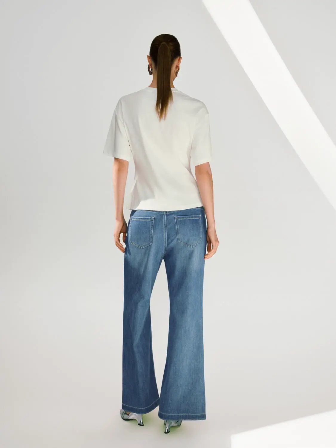 Wide-leg Cotton Blend Jeans With Subtle Wash