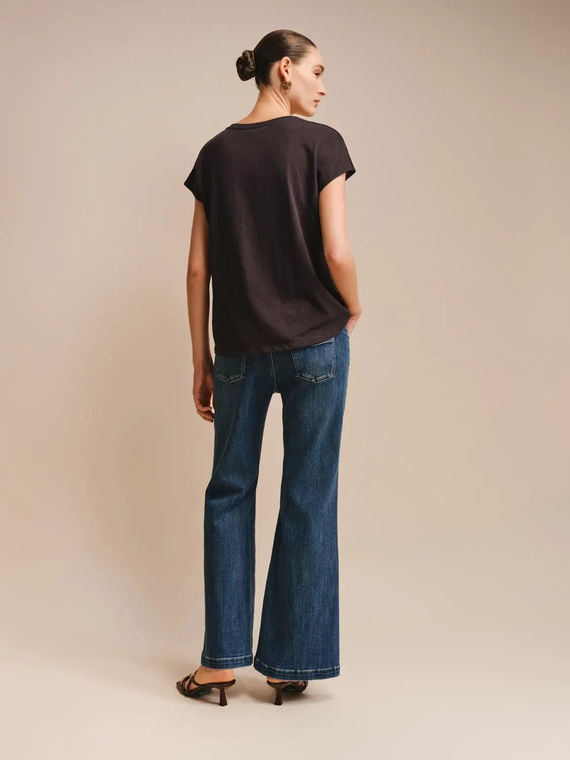 Mid Rise Wide-Leg Slight Stretch Cotton Jeans
