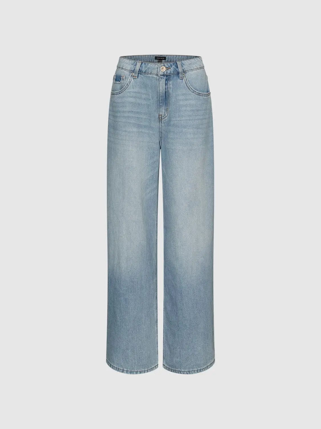 Mid-waisted Stretch Denim Wide-leg Pants